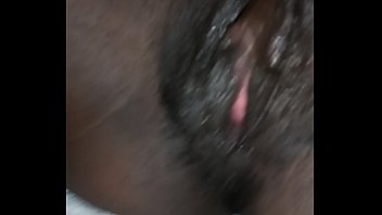 wet black pussy close up