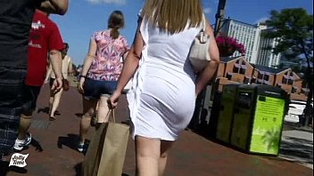 walking behind her big butt white dress