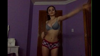 very sexy and little white teenie strips and dances on her webcam