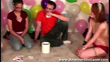Group of lesbians stripping in party game sex