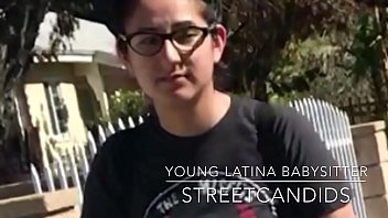 StreetCandids: Young Latina Babysitter with Glasses wearing thin spandex