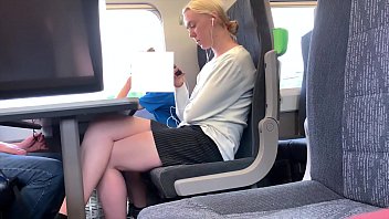 (FAP time) Horny teen legs on train