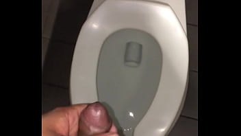 Cumming in public bathroom