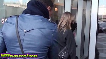 Blonde anal fucked in public toilet